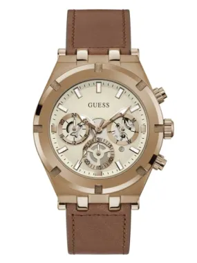 Guess GW0262G3 Continental Brown Leather Strap Unisex Watches