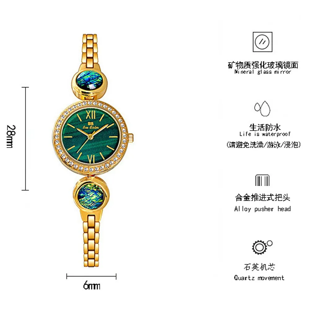 Hip Hop Elegant Women's Round Stainless Steel Quartz Bracelet Wristwatch