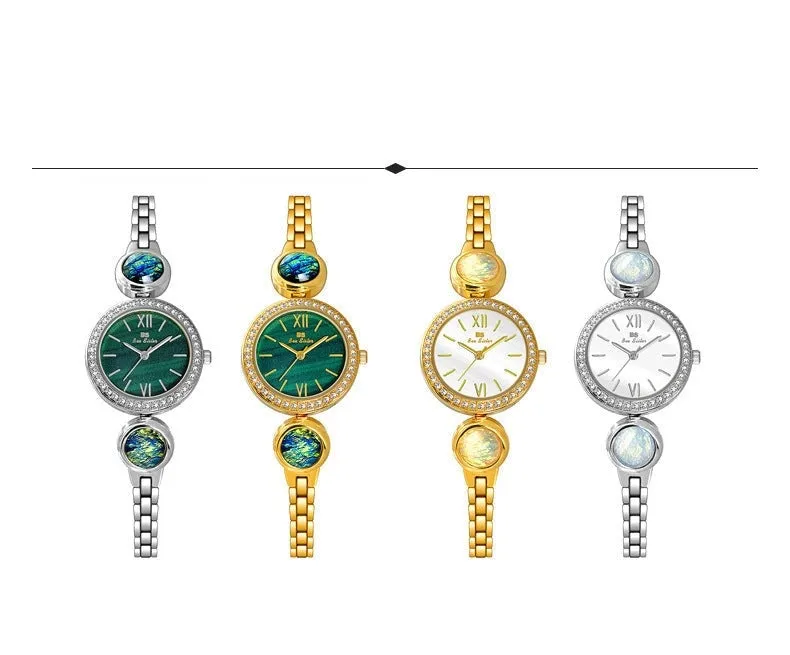Hip Hop Elegant Women's Round Stainless Steel Quartz Bracelet Wristwatch