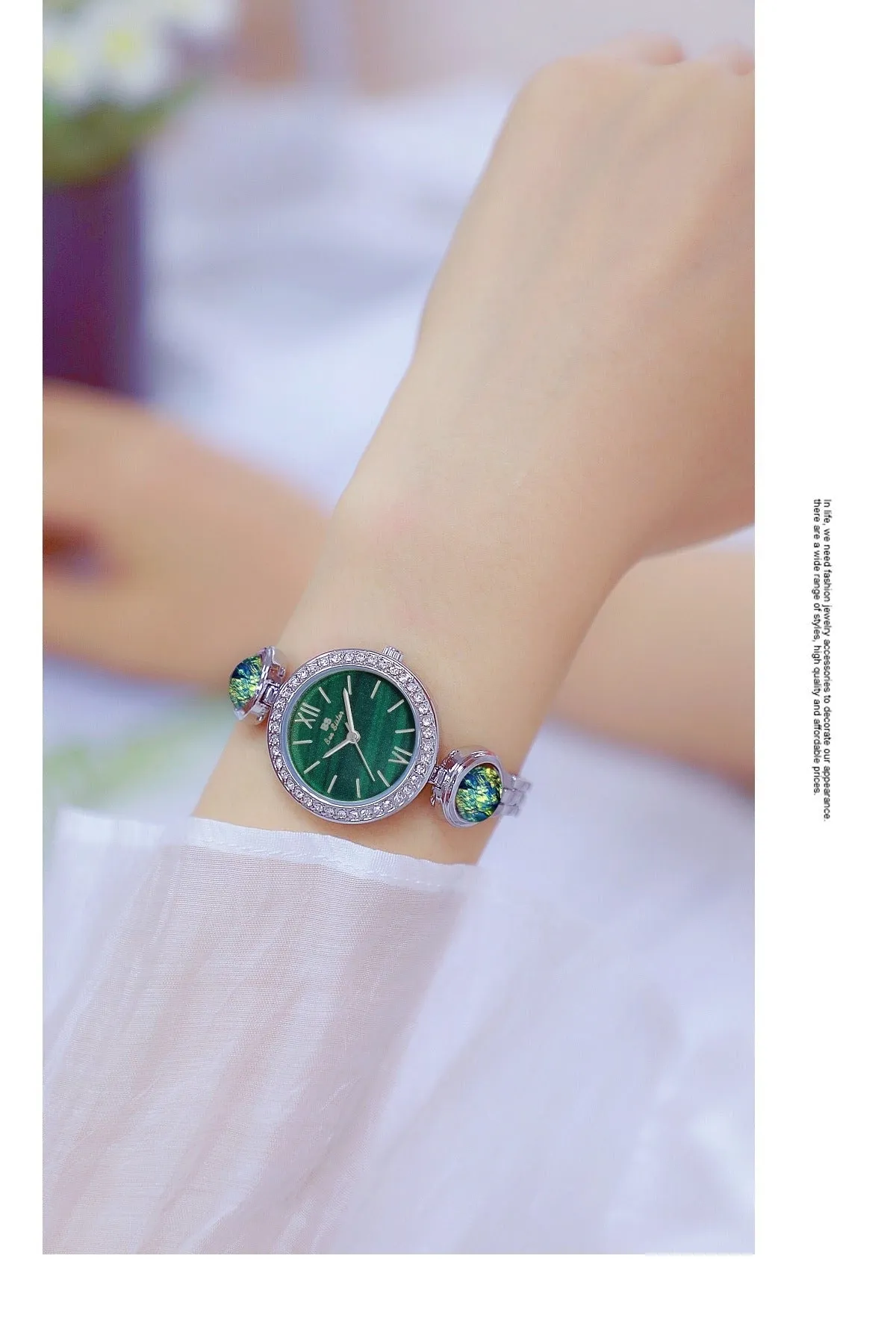 Hip Hop Elegant Women's Round Stainless Steel Quartz Bracelet Wristwatch