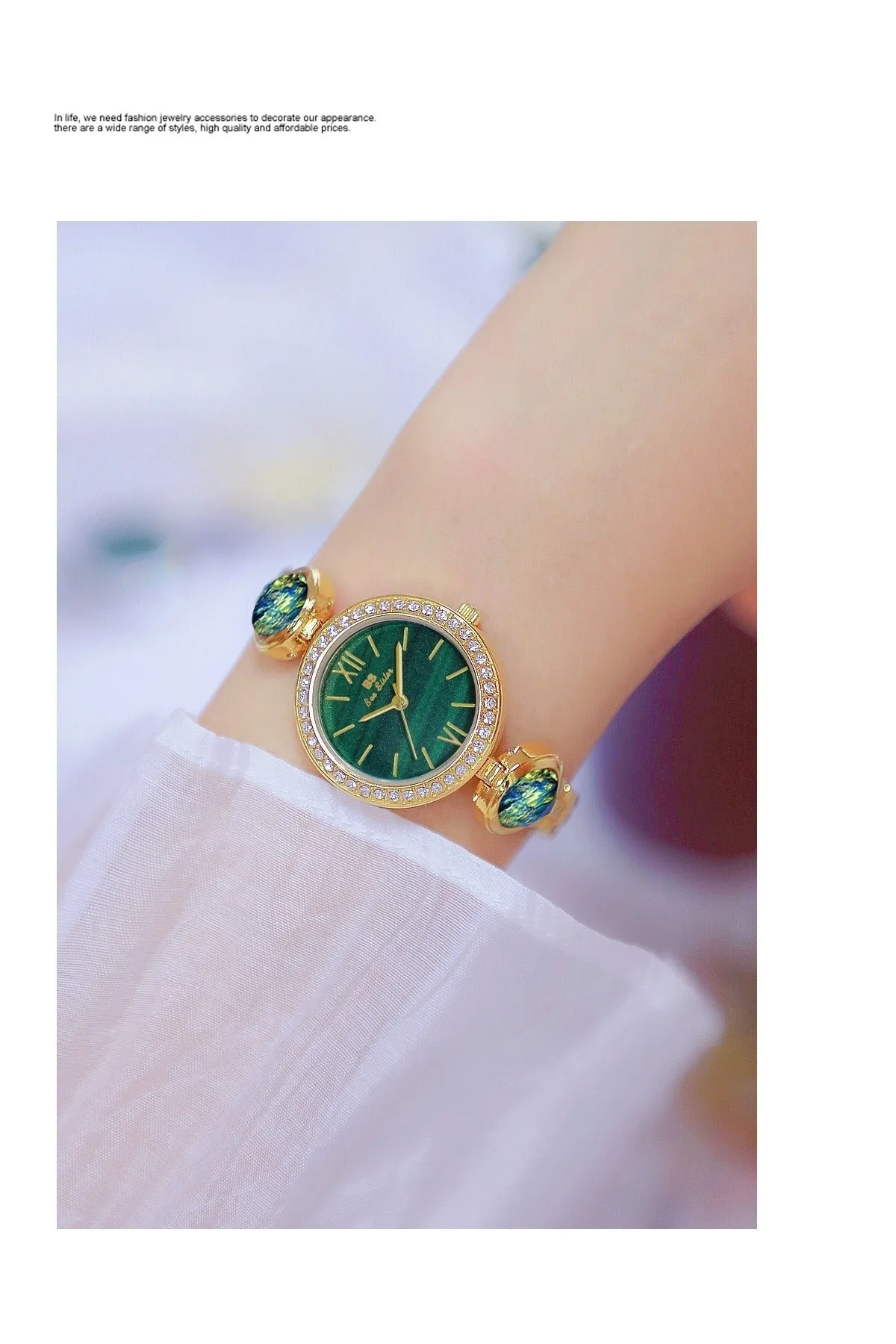 Hip Hop Elegant Women's Round Stainless Steel Quartz Bracelet Wristwatch