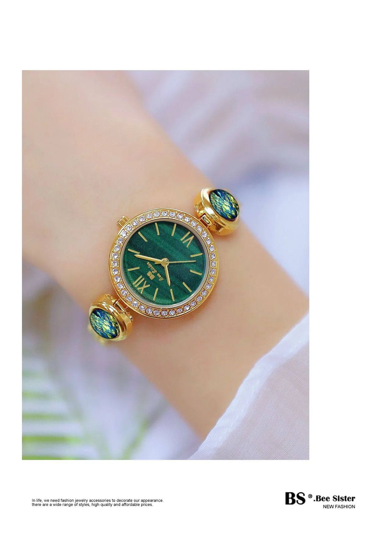 Hip Hop Elegant Women's Round Stainless Steel Quartz Bracelet Wristwatch