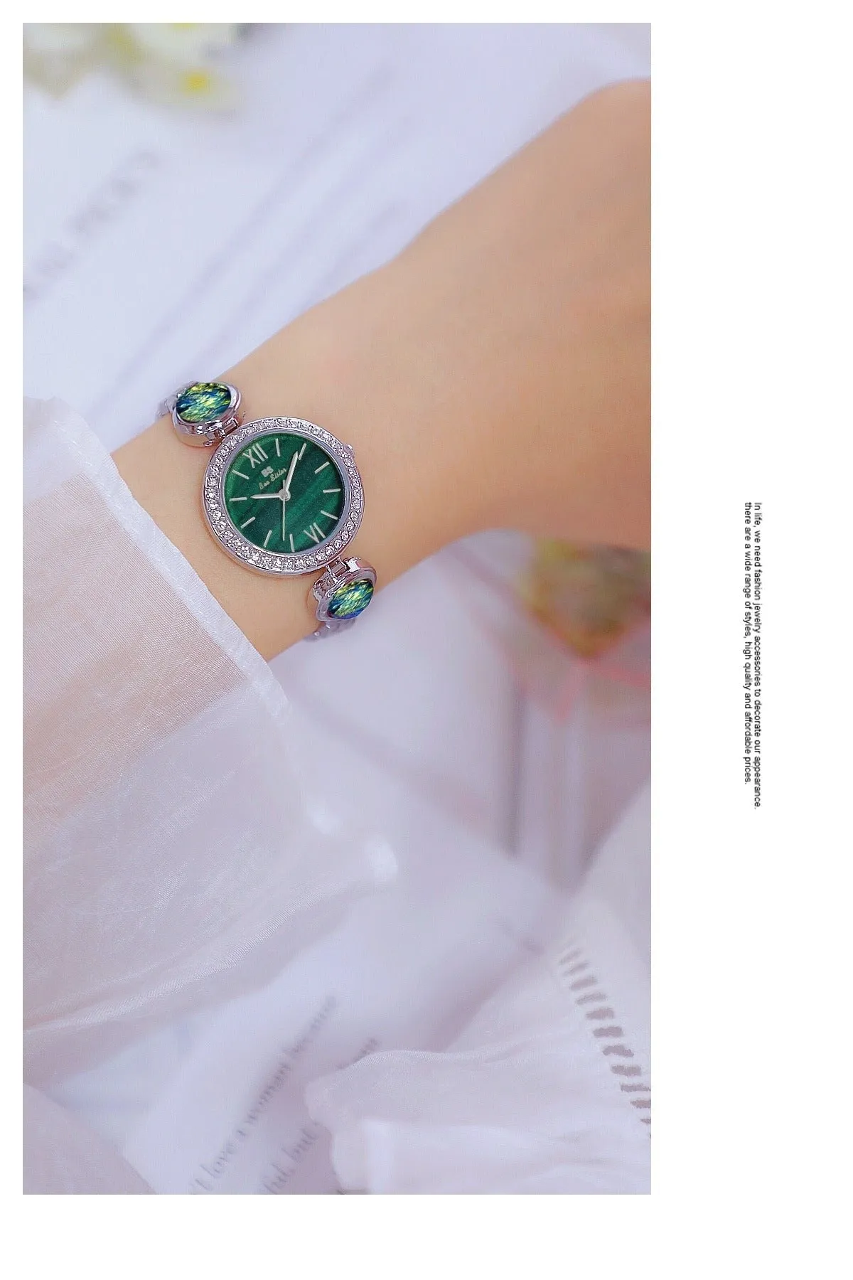 Hip Hop Elegant Women's Round Stainless Steel Quartz Bracelet Wristwatch