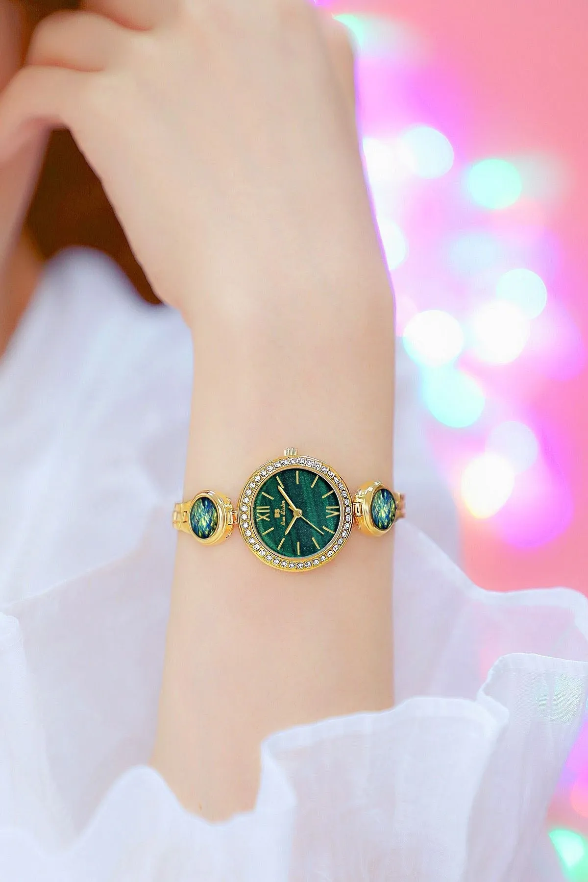 Hip Hop Elegant Women's Round Stainless Steel Quartz Bracelet Wristwatch