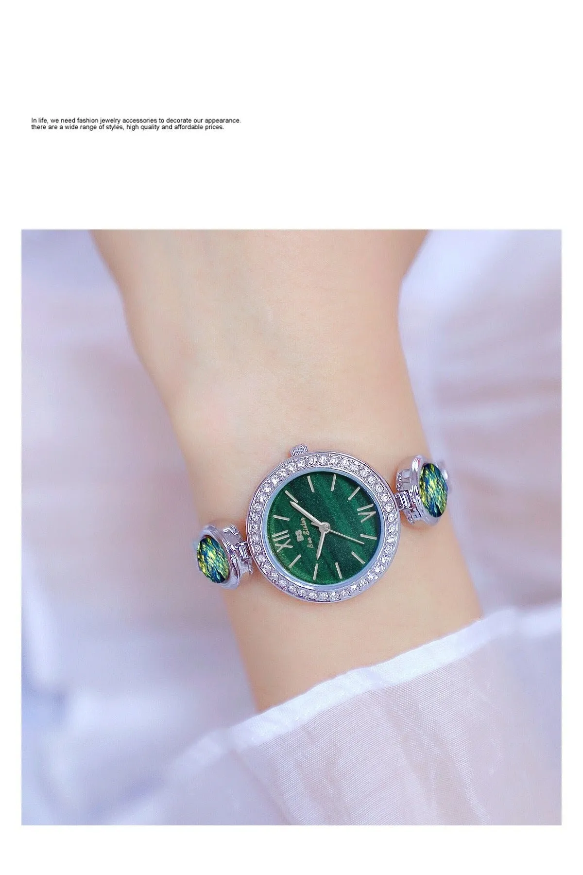 Hip Hop Elegant Women's Round Stainless Steel Quartz Bracelet Wristwatch