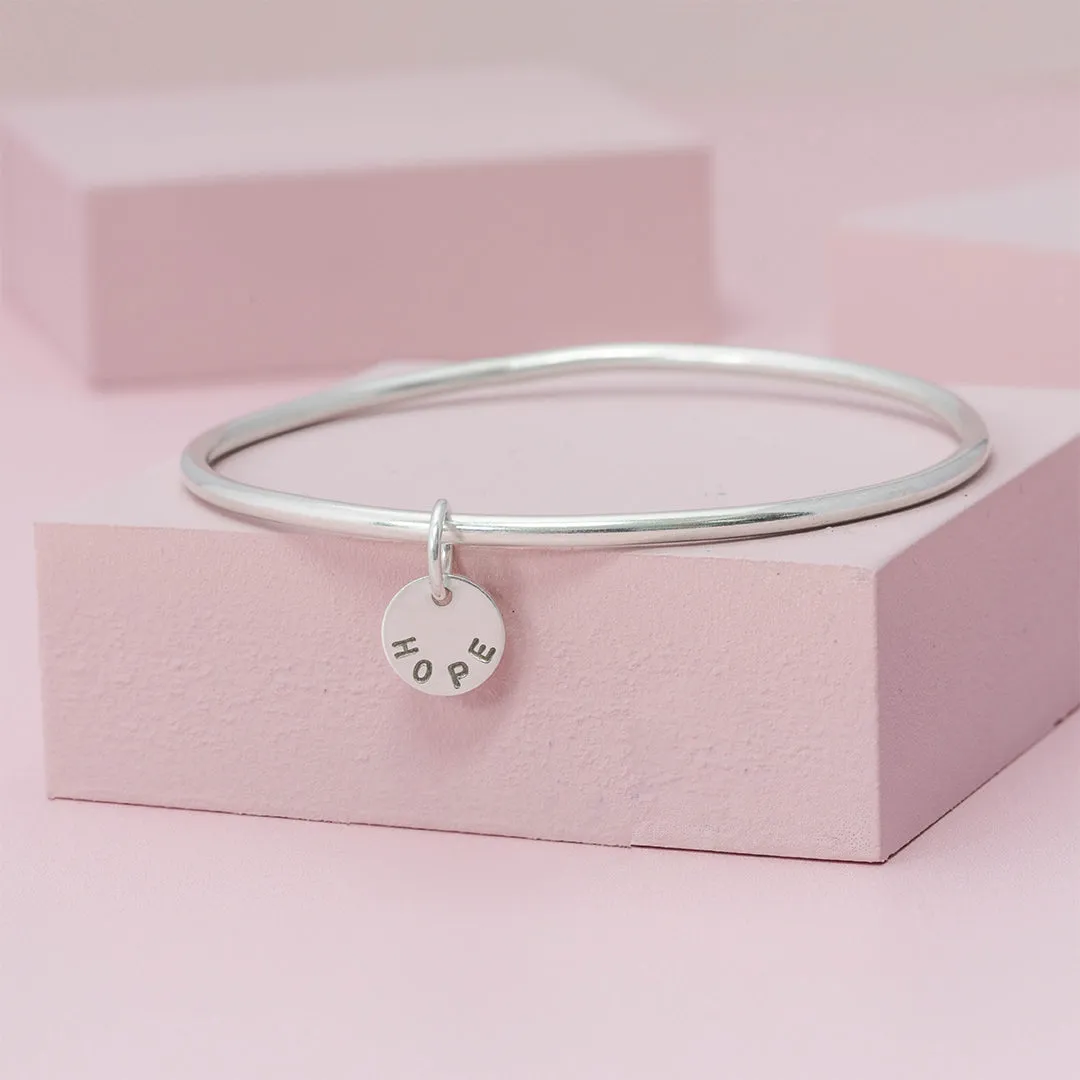 Hope Charm Bangle - Sterling Silver