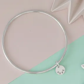 Hope Charm Bangle - Sterling Silver
