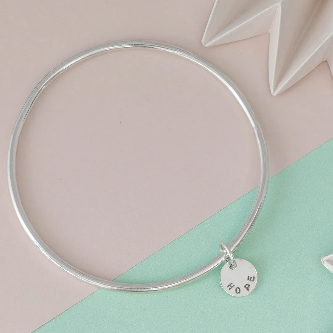 Hope Charm Bangle - Sterling Silver