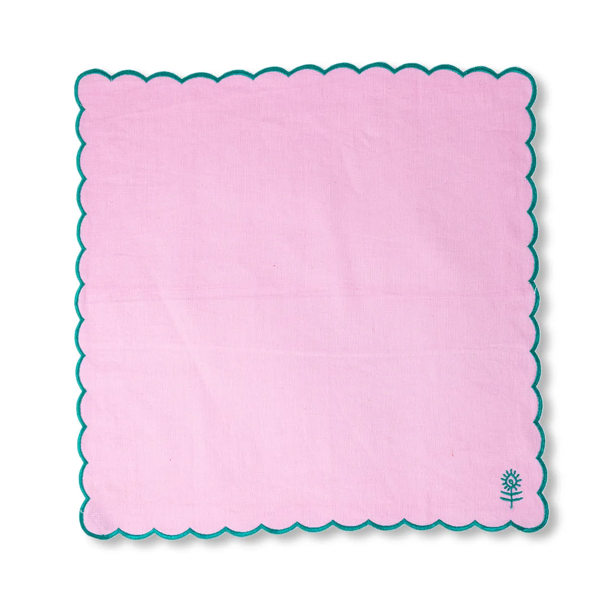 Icon Linen Napkins 4pc Set - Light Pink/Emerald