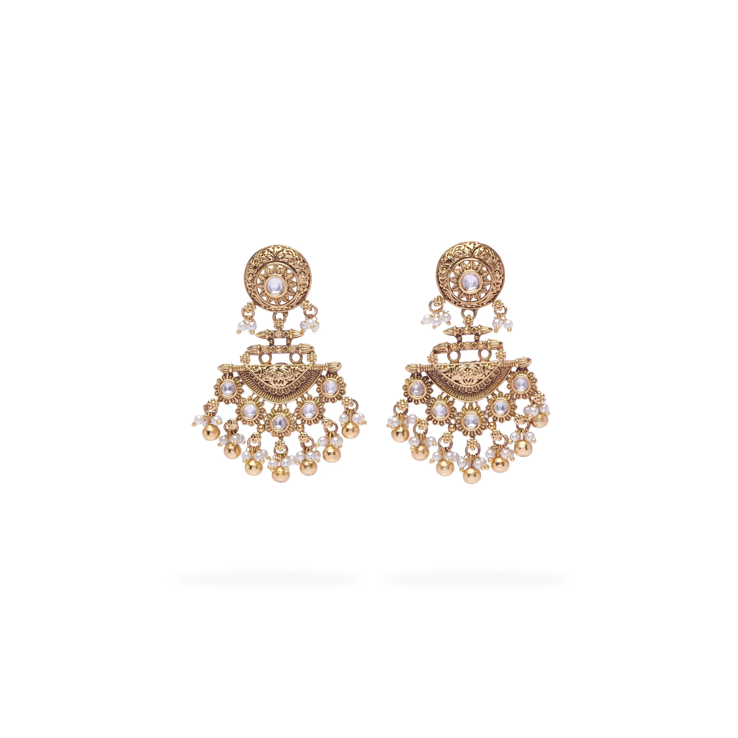 Kalyani Kundan Earrings in White