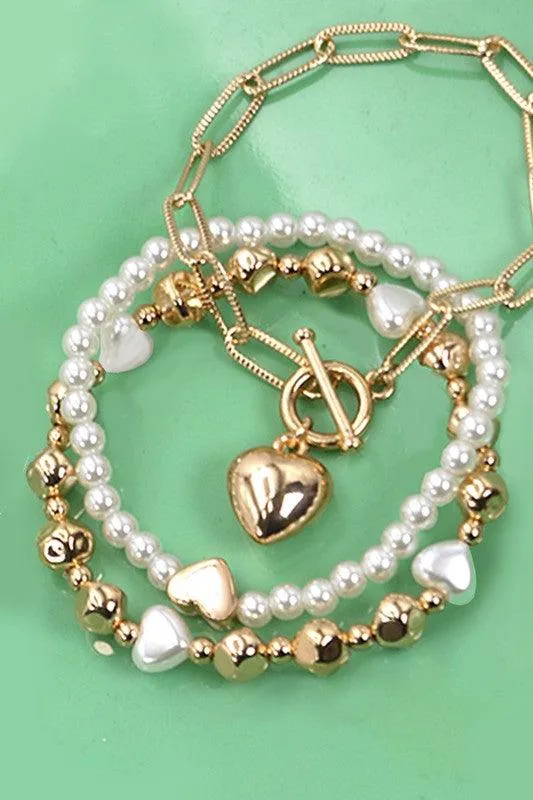 Layered Mini Hearts Charm Bracelets