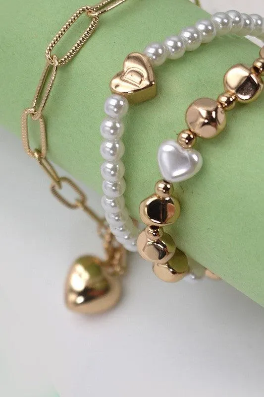 Layered Mini Hearts Charm Bracelets