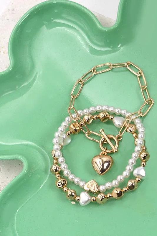 Layered Mini Hearts Charm Bracelets