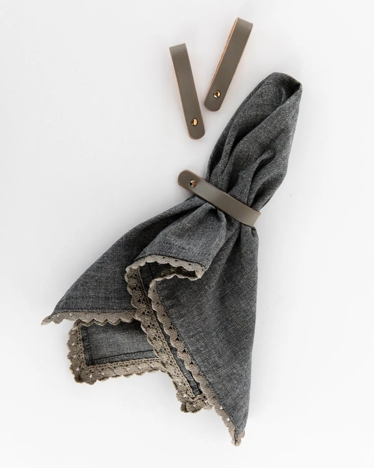 Leather & Brass Napkin Rings (Set of 4)