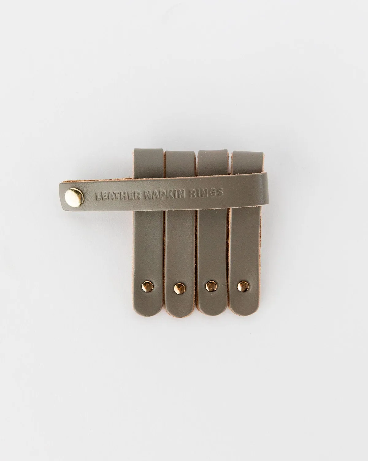 Leather & Brass Napkin Rings (Set of 4)