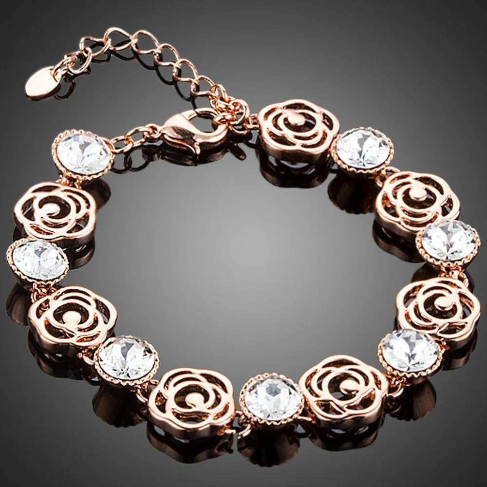 Lightweight Crystal Flower Design Bracelet