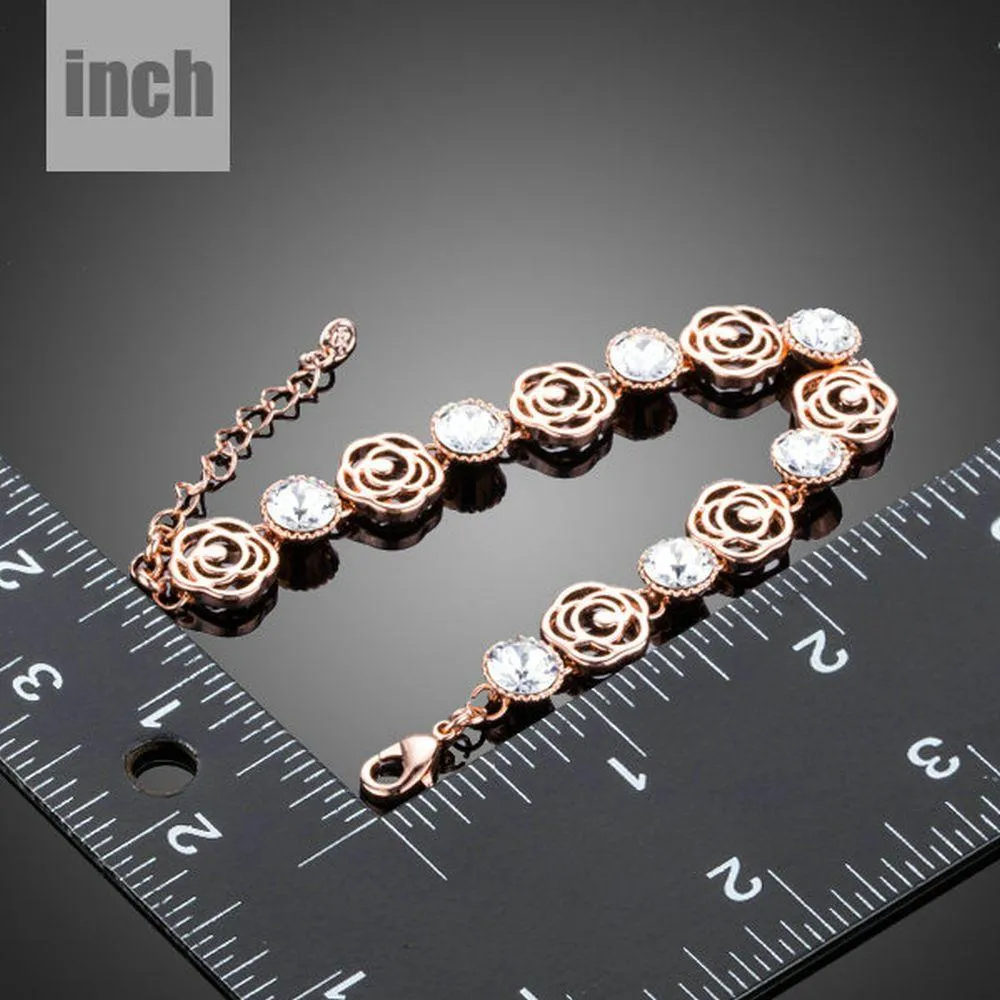 Lightweight Crystal Flower Design Bracelet