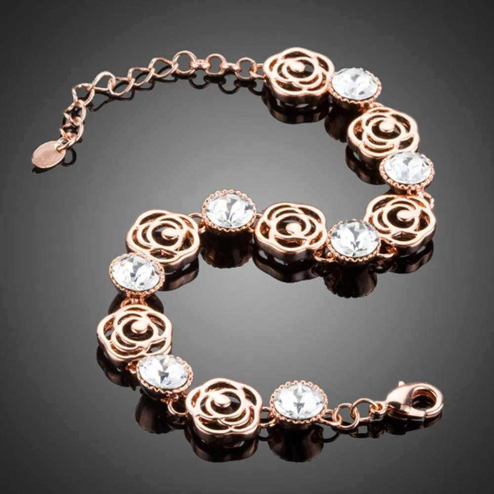 Lightweight Crystal Flower Design Bracelet