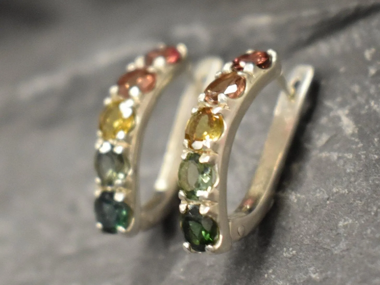 Long Colorful Earrings - Natural Tourmaline Earrings, Long Drop Earrings