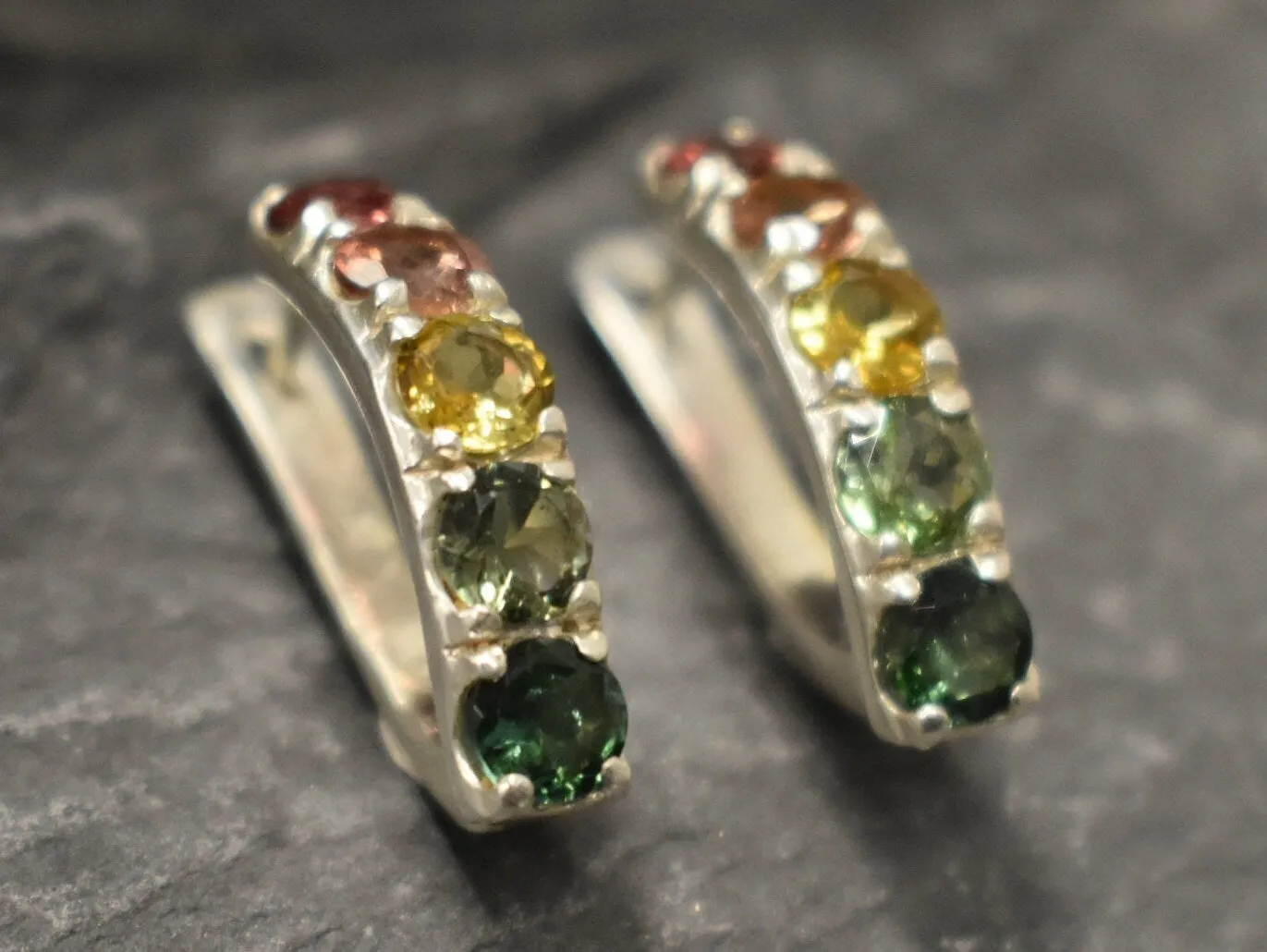 Long Colorful Earrings - Natural Tourmaline Earrings, Long Drop Earrings
