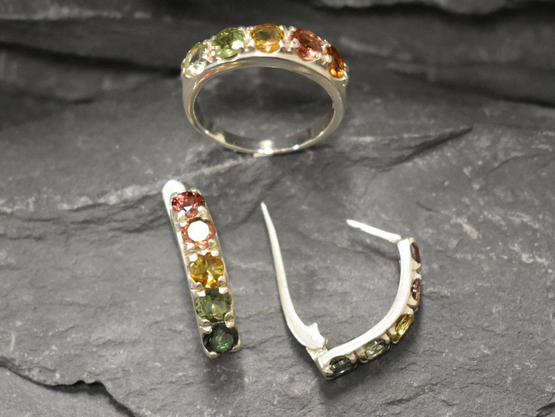 Long Colorful Earrings - Natural Tourmaline Earrings, Long Drop Earrings