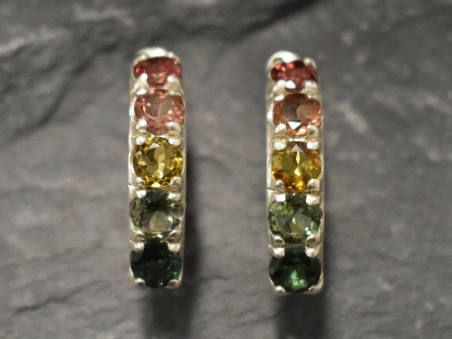 Long Colorful Earrings - Natural Tourmaline Earrings, Long Drop Earrings