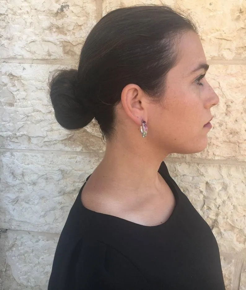 Long Colorful Earrings - Natural Tourmaline Earrings, Long Drop Earrings
