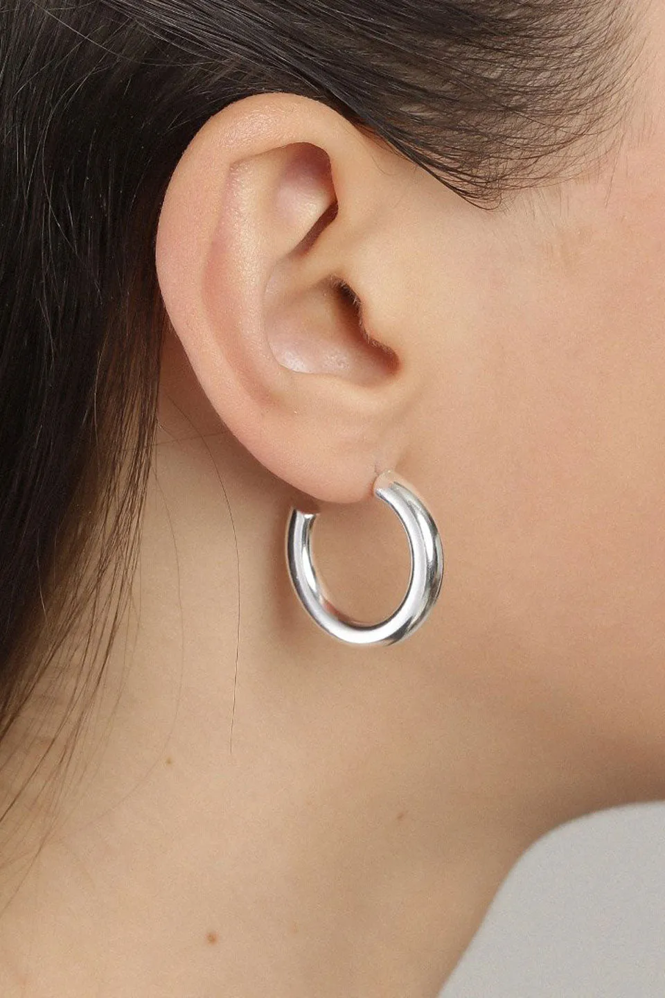 Maddie Pi Silver Chunky Hoop Earrings