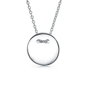 Minimalist Geometric Monogram Disc Pendant Necklace in Sterling Silver