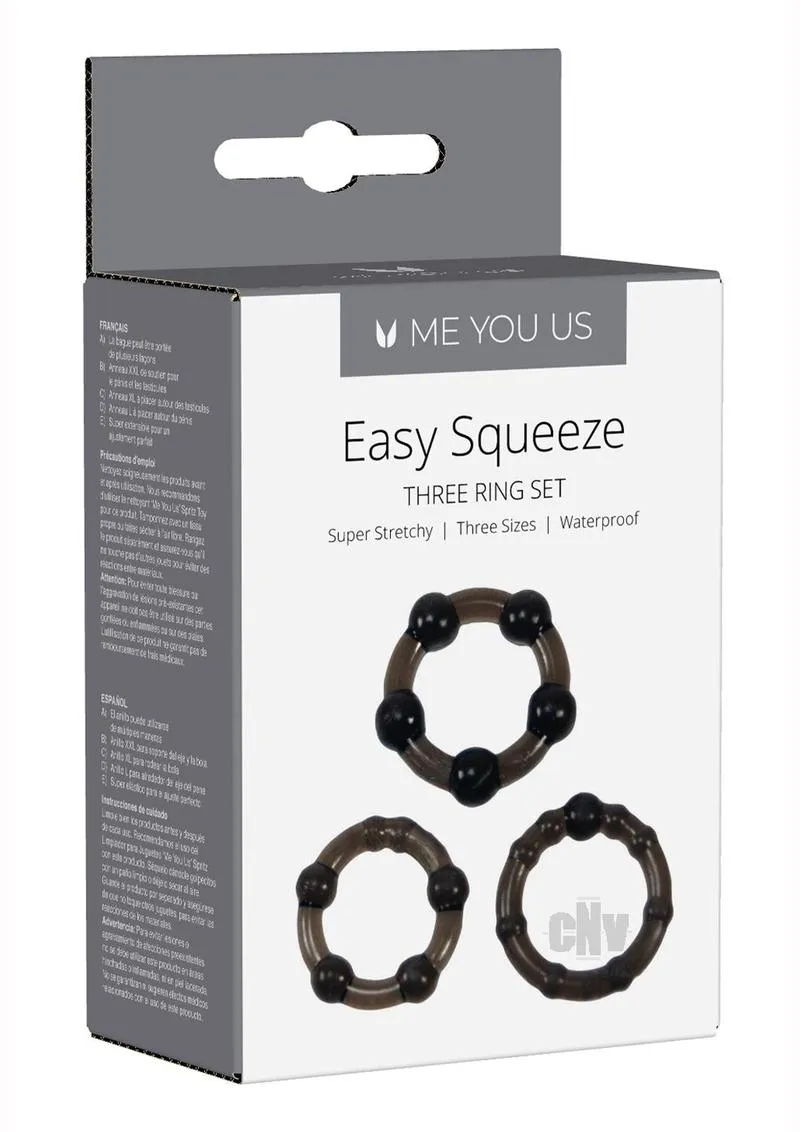 Myu Easy Squeeze Cock Ring Set Black Os