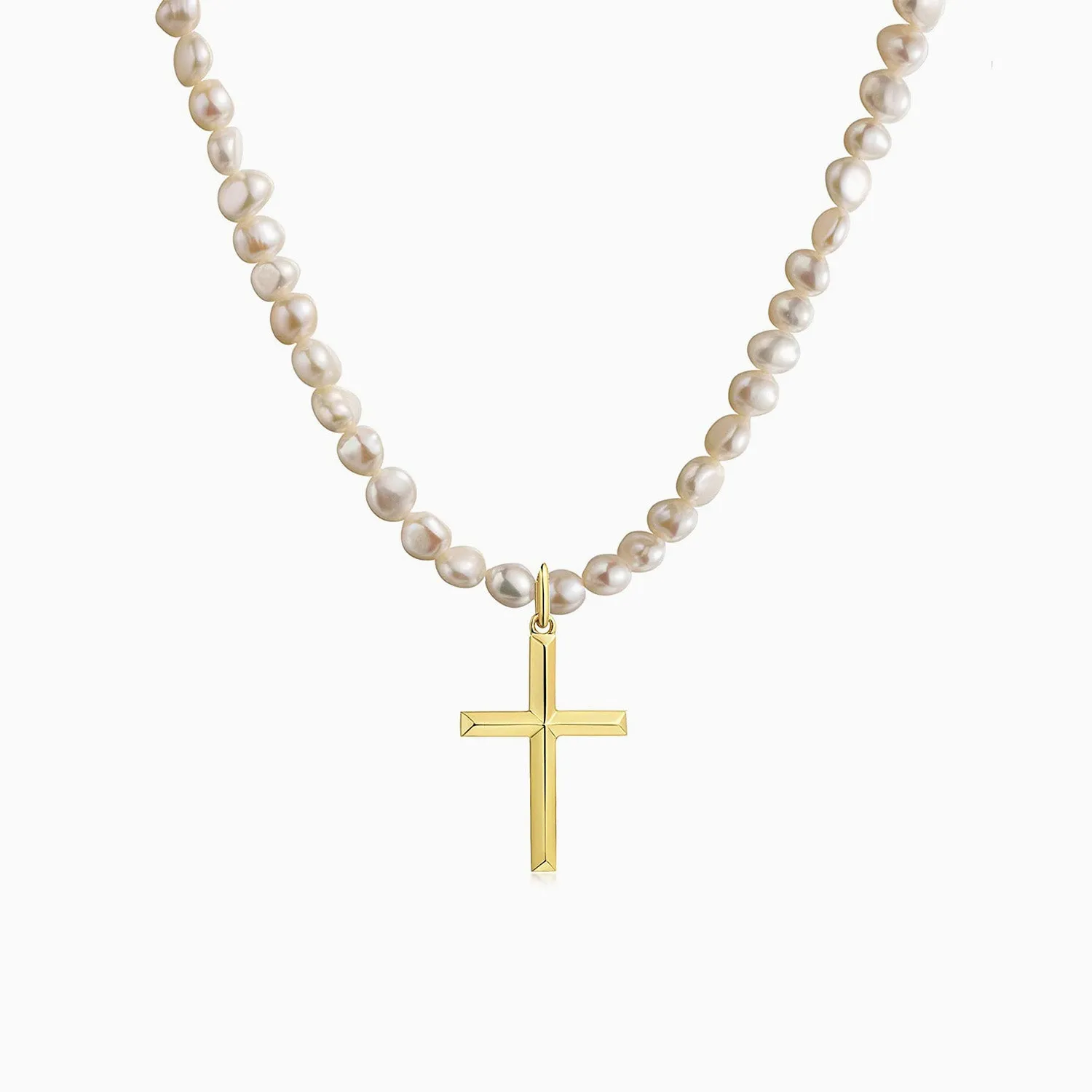 Natural Pearls Cross Pendant Necklace