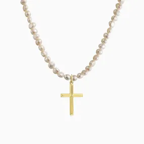 Natural Pearls Cross Pendant Necklace