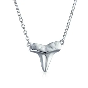Nautical Fisherman Shark Tooth Pendant Necklace in Sterling Silver Finish