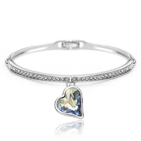Neoglory Blue Austrian Rhinestone Love Cuff Bangles & Bracelets Indian Girl Best Friend Birthday Gift Fashion