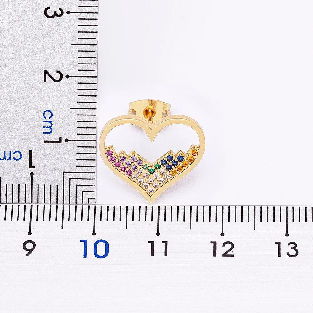 New Classic Design Zircon Heart Stud Earrings for Women