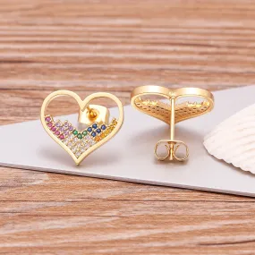 New Classic Design Zircon Heart Stud Earrings for Women