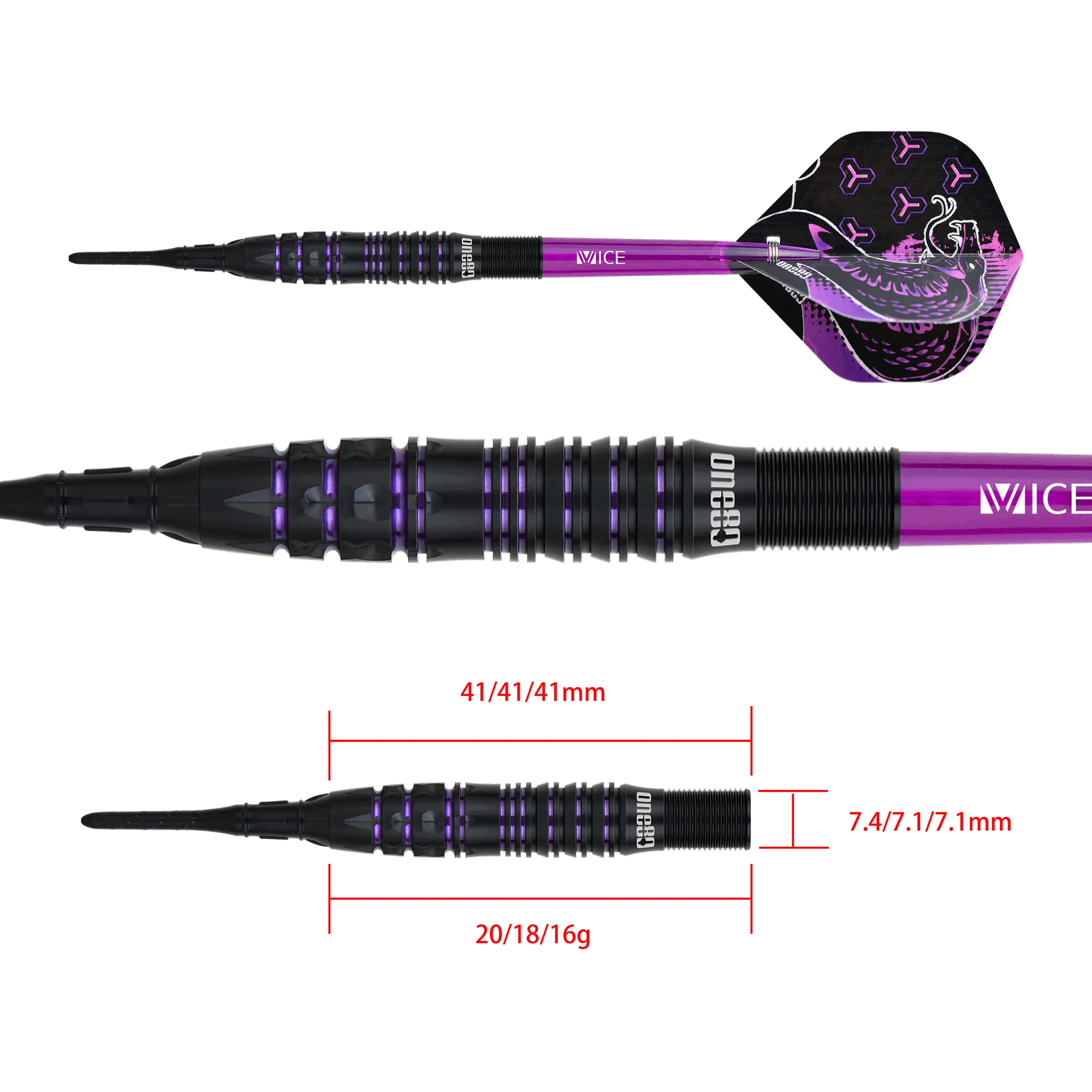 One80 Jelle Klaasen VHD Darts - Soft Tip - The Cobra - Black