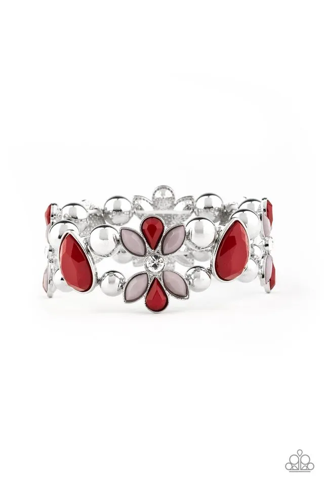 Paparazzi Bracelet ~ Fabulously Flourishing - Red
