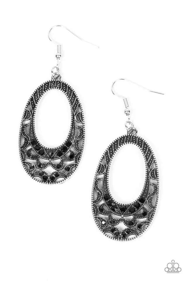 Paparazzi Earring ~ Colorfully Moon Child - Black