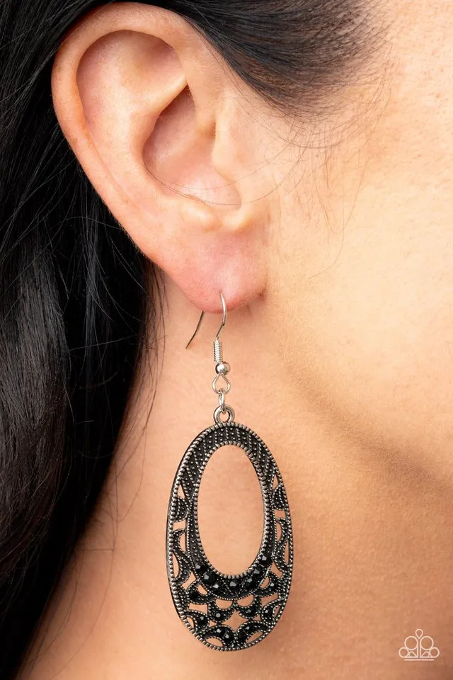 Paparazzi Earring ~ Colorfully Moon Child - Black