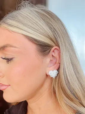 Pearl & Color Coating Heart Earrings