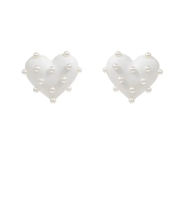Pearl & Color Coating Heart Earrings