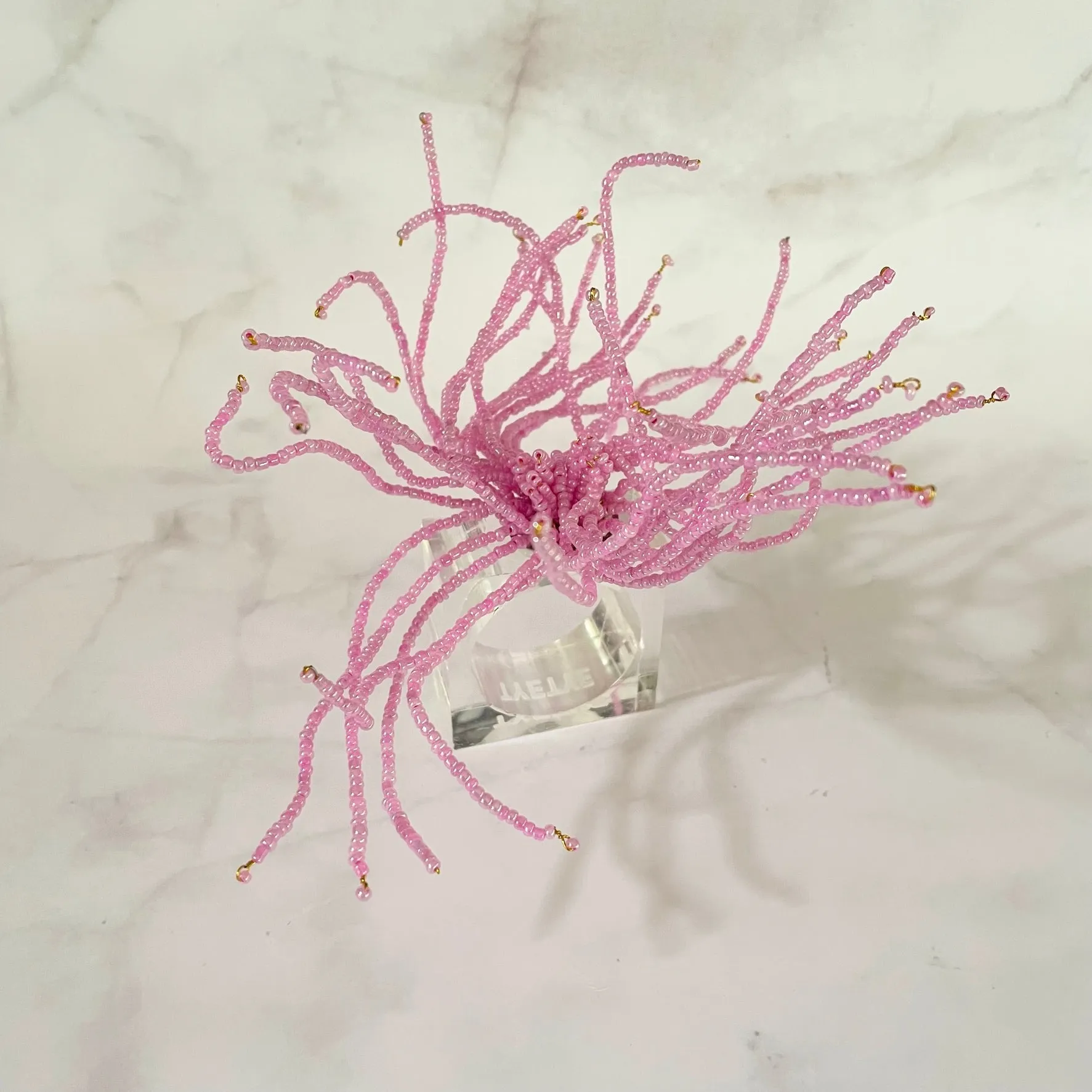Pink  Beaded Napkin Rings (set of 4)