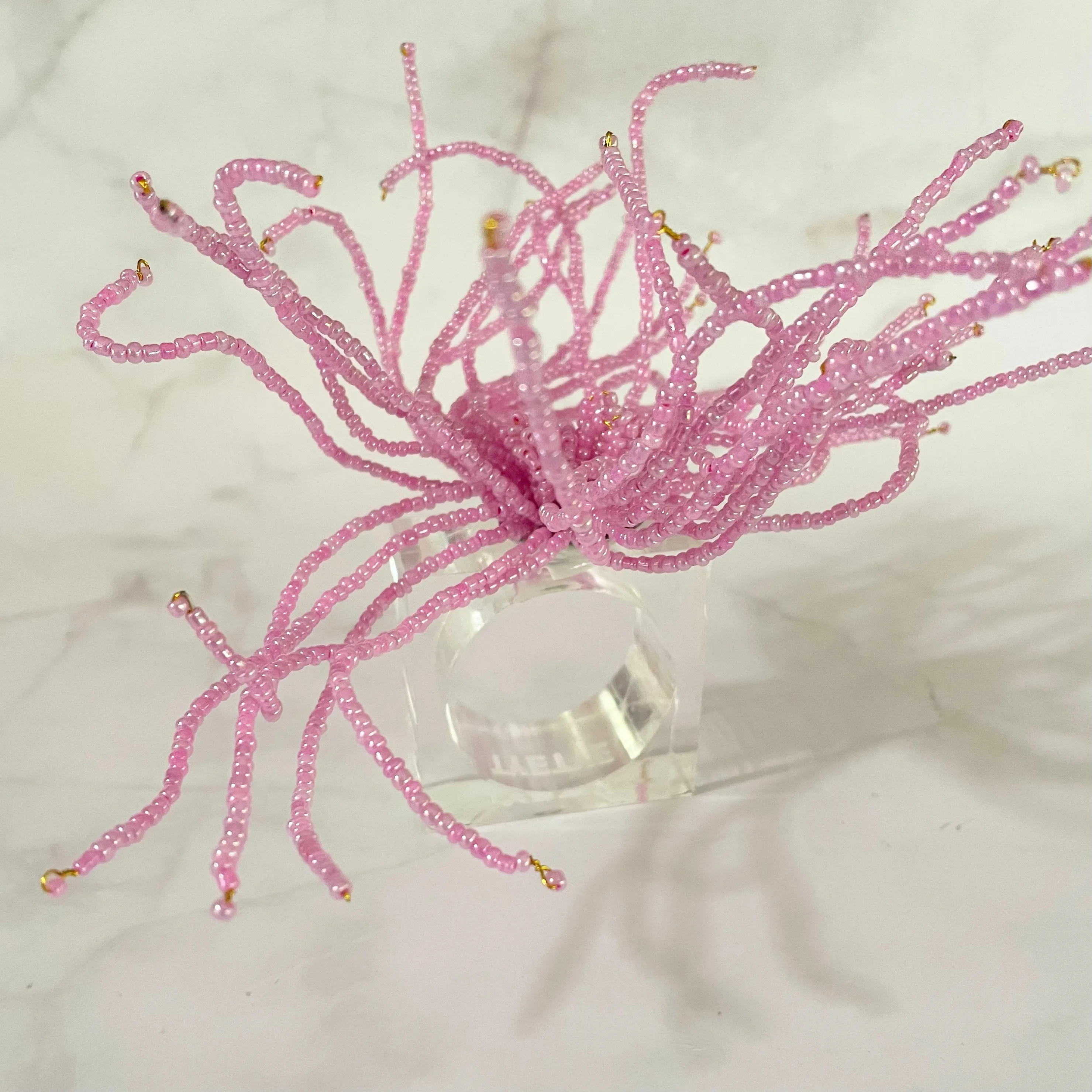 Pink  Beaded Napkin Rings (set of 4)