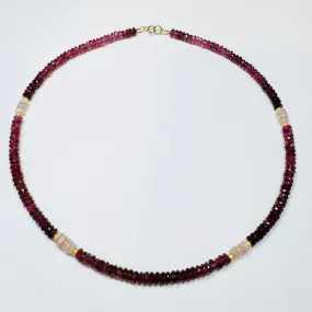 pink tourmaline necklace with pink opal and 14 k gold beads