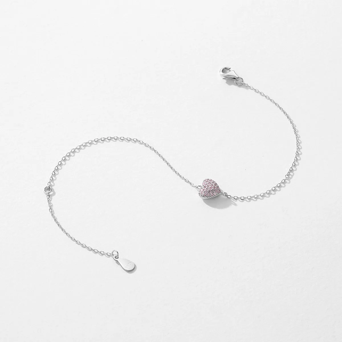 Pink Zircon Heart Bracelet - Romantic Gift