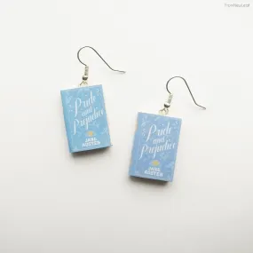 Pride and Prejudice Miniature Book Earrings Fish Hooks Clip On