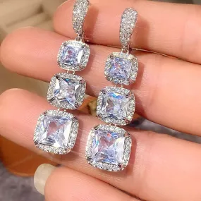 Princess Cubic Zirconia Drop Earrings