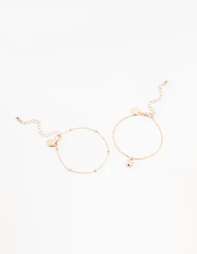 Rose Gold Twisted Puffy Heart Bracelets 2-Pack