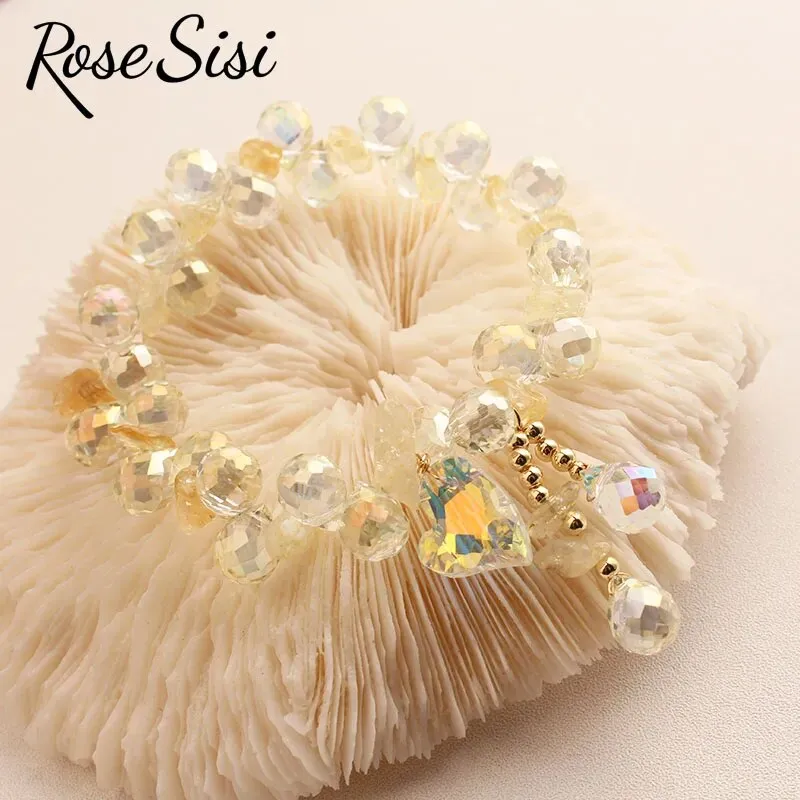 Rose sisi Korean Style Bracelet for women Fashion Jewelry for woman Purple romantic crystal bracelets friendship present